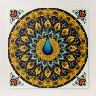 Quebra-cabeça Decorative peacock bird on white