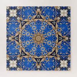 Quebra-cabeça Decorativo Azul Dourado