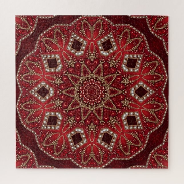 Quebra-cabeça decorativo vermelho (Vertical)