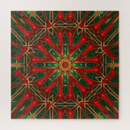 Quebra-cabeça Decorativo Vermelho Verde