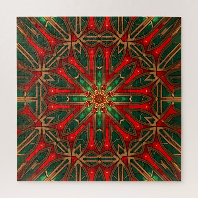 Quebra-cabeça Decorativo Vermelho Verde (Vertical)