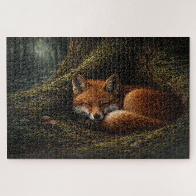 Quebra-cabeça Deep Forest Slumber | Red Fox Art | Puzzle (Horizontal)