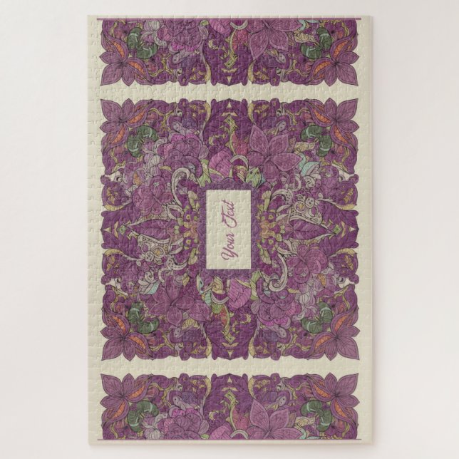 Quebra-cabeça Deep Purple Floral Intricate Jigsaw Puzzle (Vertical)