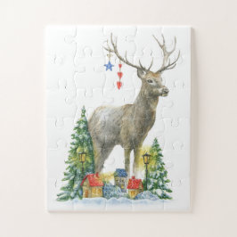 Quebra-cabeça Deer Christmas Trees and Presents Jigsee Quebra-ca