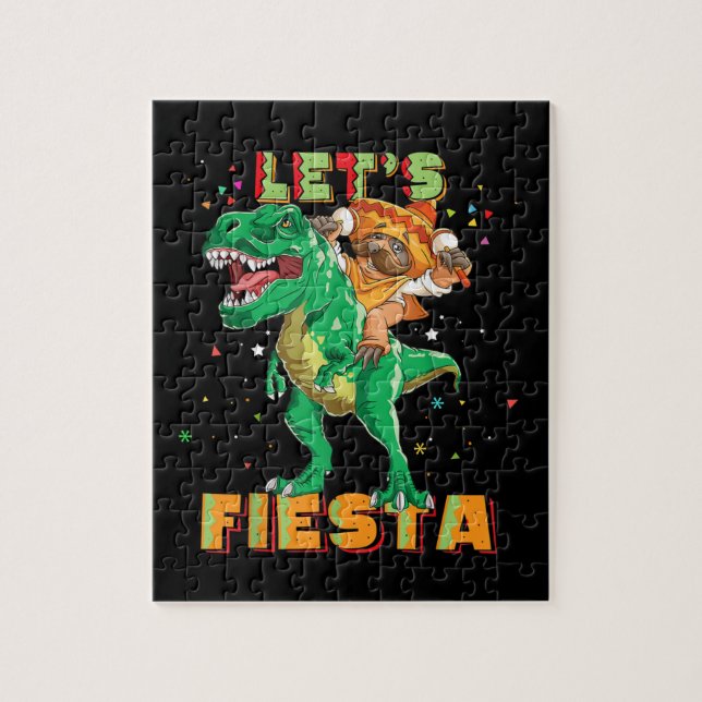 Quebra-cabeça Deixe Fiesta Dinossaur Mexicano Dino Cinco De Mayo (Vertical)