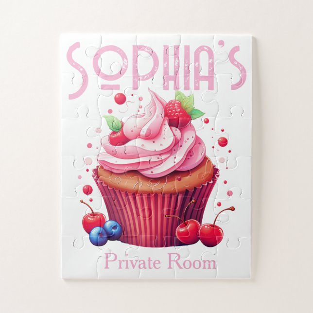 Quebra-cabeça Deliciosos e Fofos Puzzles de Cupcake de Morango R (Vertical)