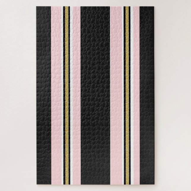 Quebra-cabeça Deliciosos Puzzles Rosa Branco Dourado Preto  (Vertical)