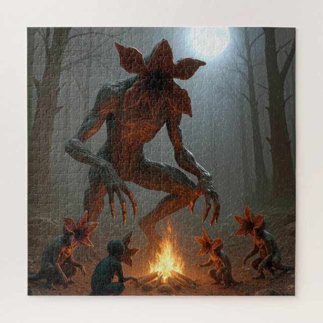 Quebra-cabeça Demogorgon Creatures Gathering Around a Campfire (Vertical)
