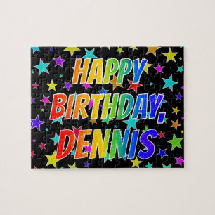 Quebra-cabeça "DENNIS" Primeiro Nome, Diversão "FELIZ ANIVERSÁ