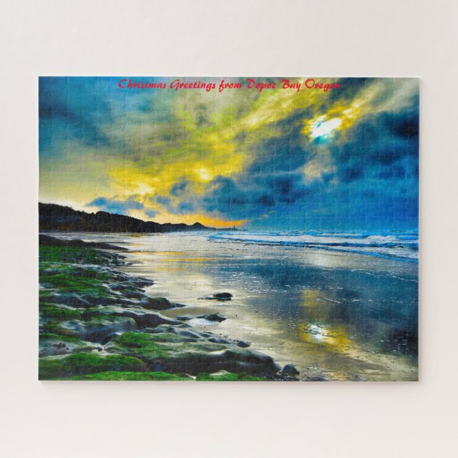 Quebra-cabeça Depoe Bay Oregon. Cartões de natal (Horizontal)