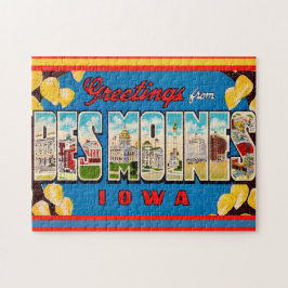 Quebra-cabeça Des Moines Iowa Retro Postcard