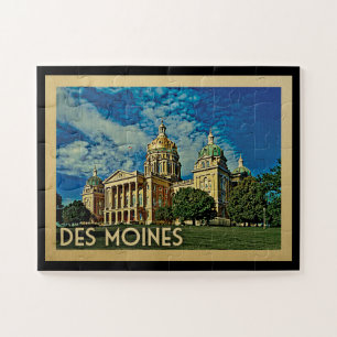 Quebra-cabeça Des Moines Iowa Viagens vintage
