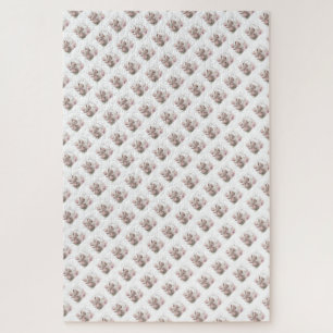 Quebra-cabeça Desafiando Gato Branca Floral Branco