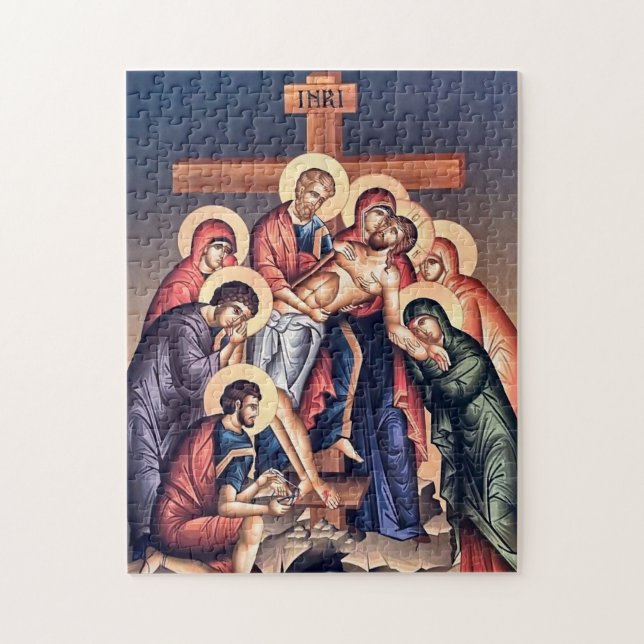 Quebra-cabeça Descida da Cruz Ícone Cristão Ortodoxo (Vertical)