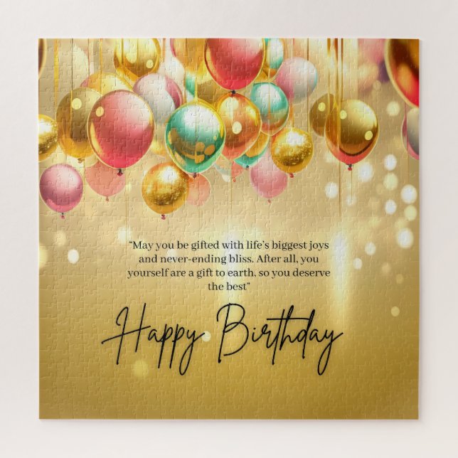 Quebra-cabeça Desejos de Aniversário Dourado (Vertical)