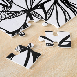 quebra-cabeça DESENHADO À MÃO arte linear preto e 