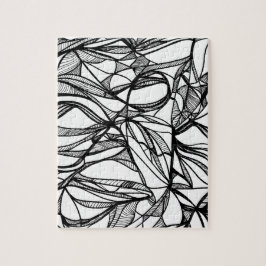 quebra-cabeça DESENHADO À MÃO arte linear preto e 