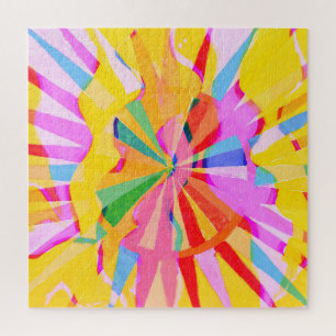 Quebra-cabeça Desenho abstrato criativo, fundo colorido.