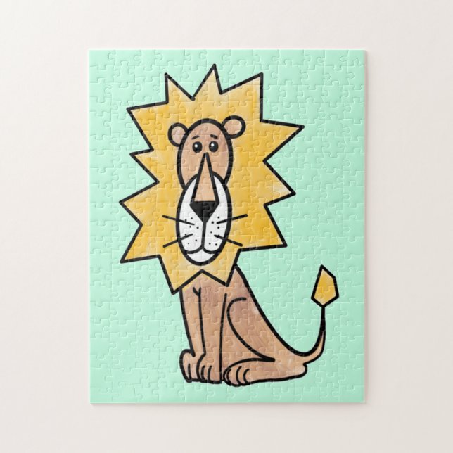 Quebra-cabeça desenho animado crianças de leão retrô safari anim (Vertical)