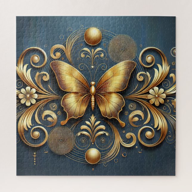 Quebra-cabeça Desenho de Borboleta Dourada (Vertical)