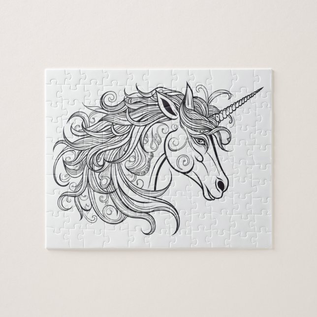 Quebra-cabeça Desenho de Cabeça de Unicórnio Pequeno (Horizontal)