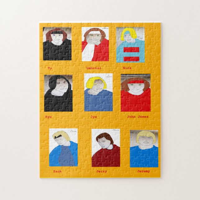 Quebra-cabeça Desenho de Colagem de Caracteres (Vertical)