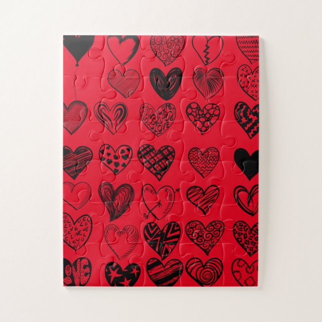 Quebra-cabeça Desenho de Escrivatura Adorável do Coração Preto (Vertical)