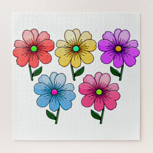 Quebra-cabeça Desenho de Flores 5 Cores (Vertical)