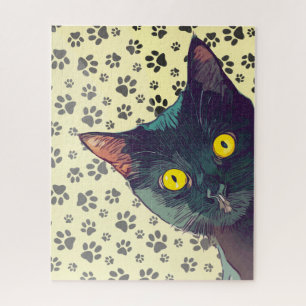 Quebra-cabeça Desenho de Gato Curioso Que Espia Puzzle