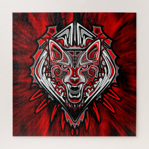 Quebra-cabeça Desenho de Totem Tribal Haida de Lobo