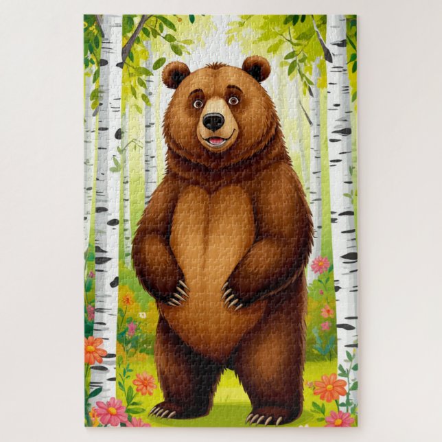 Quebra-cabeça Desenho de Urso Marrom Fofo (Vertical)