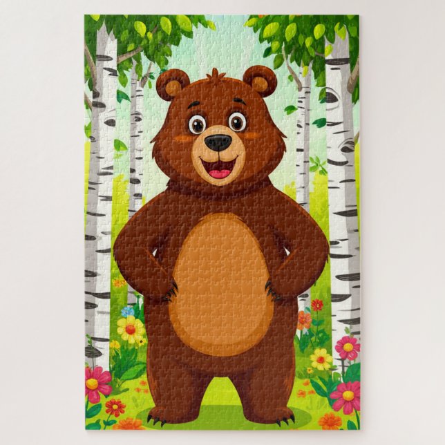Quebra-cabeça Desenho de Urso Marrom Fofo (Vertical)