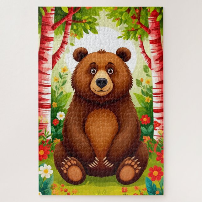 Quebra-cabeça Desenho de Urso Marrom Fofo (Vertical)