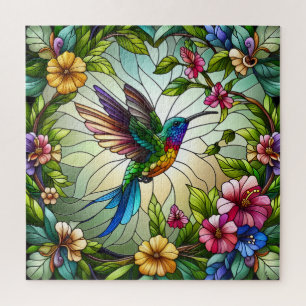 Quebra-cabeça Desenho de Vitral de Beija-flor