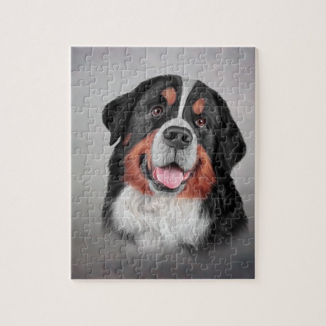 Quebra-cabeça Desenho do Cão de Montanha Bernês (Vertical)