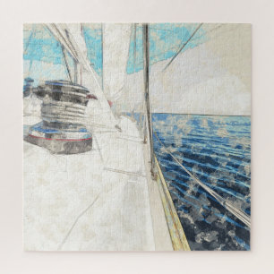 Quebra-cabeça Desenho do navio de navegação que atravessa o ma