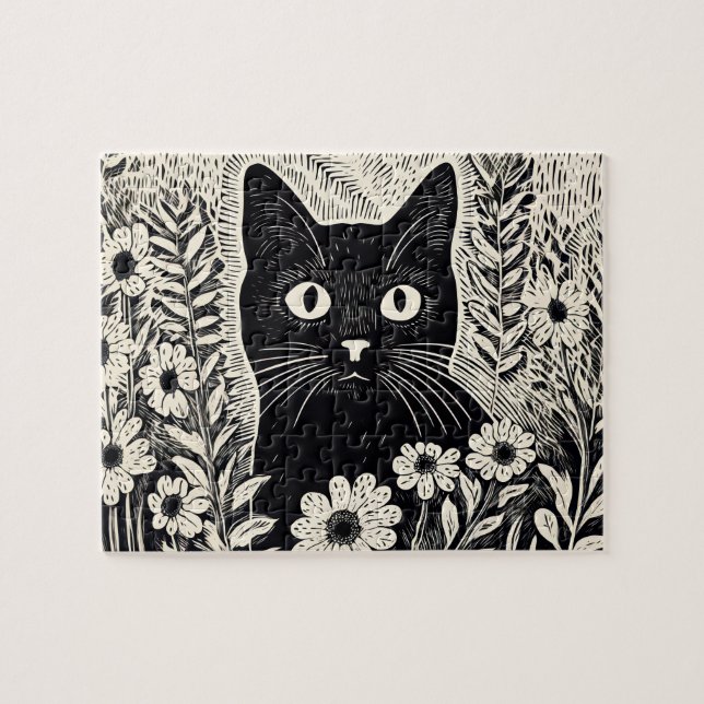 Quebra-cabeça Desenho do padrão de gatos (Horizontal)