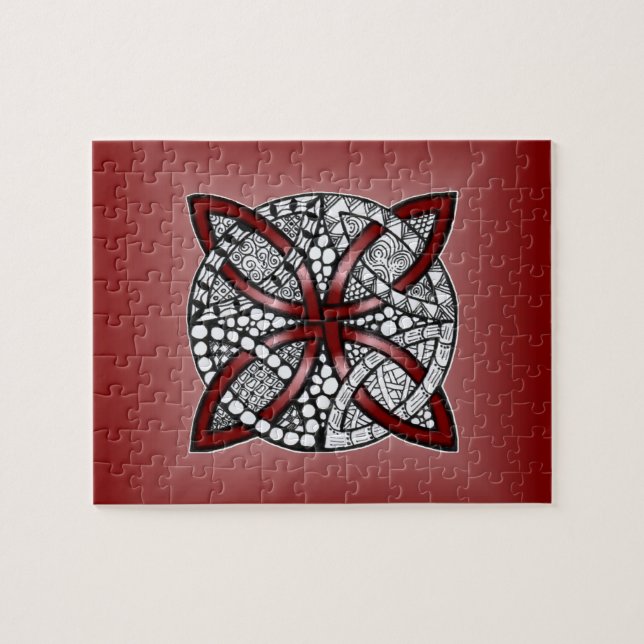 Quebra-cabeça Desenho do Pordão Vermelho Celta Knot (Horizontal)