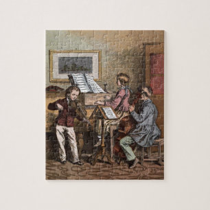 Quebra-cabeça Desenho do vintage: Crianças na classe de música