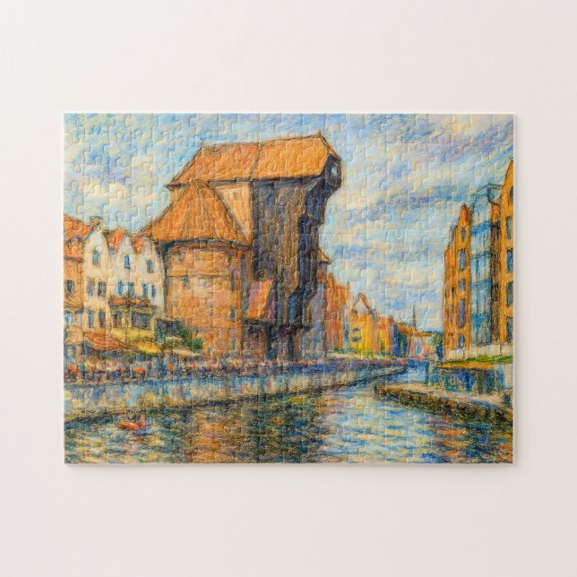 Quebra-cabeça Desenho em pastel do portão histórico do guindaste (Horizontal)