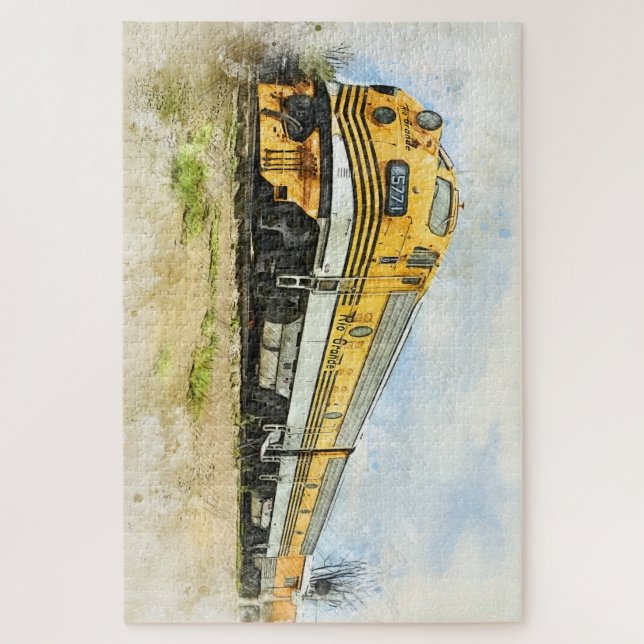 Quebra-cabeça Desenho/Esboço de uma Locomotiva/Trem a Diesel (Vertical)