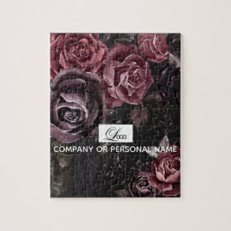Quebra-cabeça Desenho Floral de Rosa Preta Romântica e Elegante