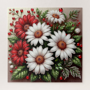 Quebra-cabeça Desenho Floral Embelezado com Joias Intrincadas