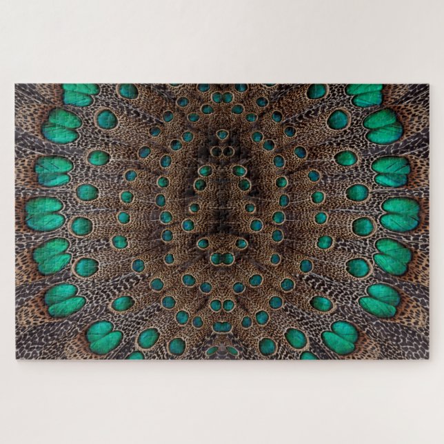 Quebra-cabeça Desenho Fractal de Pena de Faisão (Horizontal)
