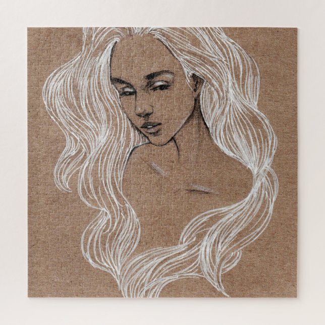 Quebra-cabeça Desenho Retrato: Ilustração de Menina (Vertical)