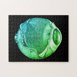 Quebra-cabeça Desenho Verde de Detalhe do Olho Moderno e Estranh