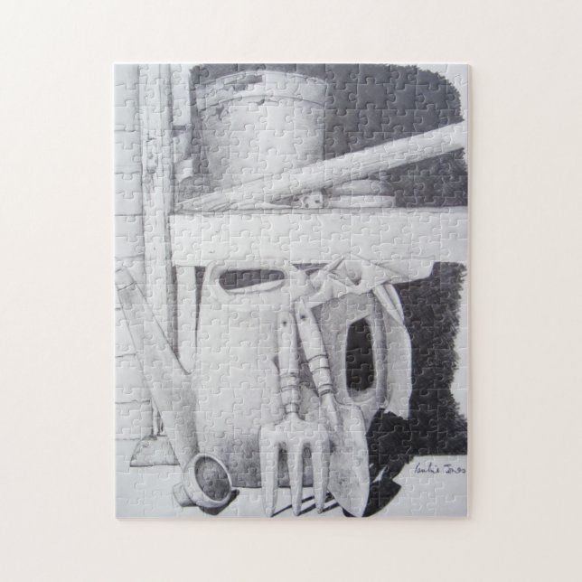 Quebra-cabeça desenho vitalício de ferramentas de jardim para ja (Vertical)