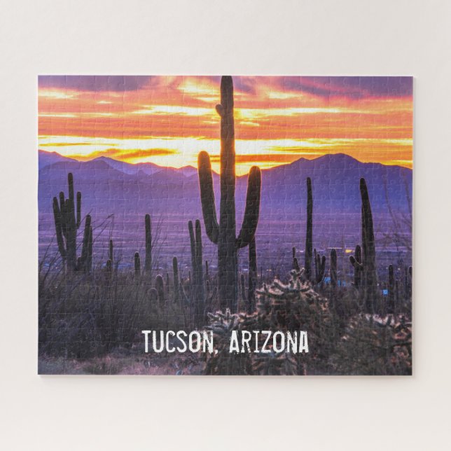 Quebra-cabeça Deserto arizona Cactus Sunset Nature Foto Souvenir (Horizontal)
