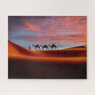 Quebra-cabeça Deserts Man & Camels in the Sand Dunes