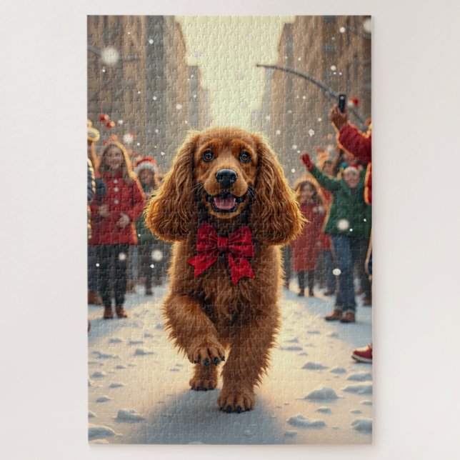 Quebra-cabeça Desfile de Natal do Cocker Spaniel Pintura de Feri (Vertical)